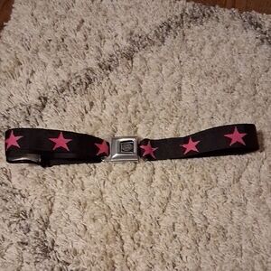 Ford Belt with Pink Stars on Black
